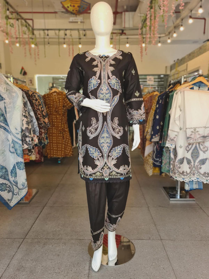 DUPATTA SET-Black FBC