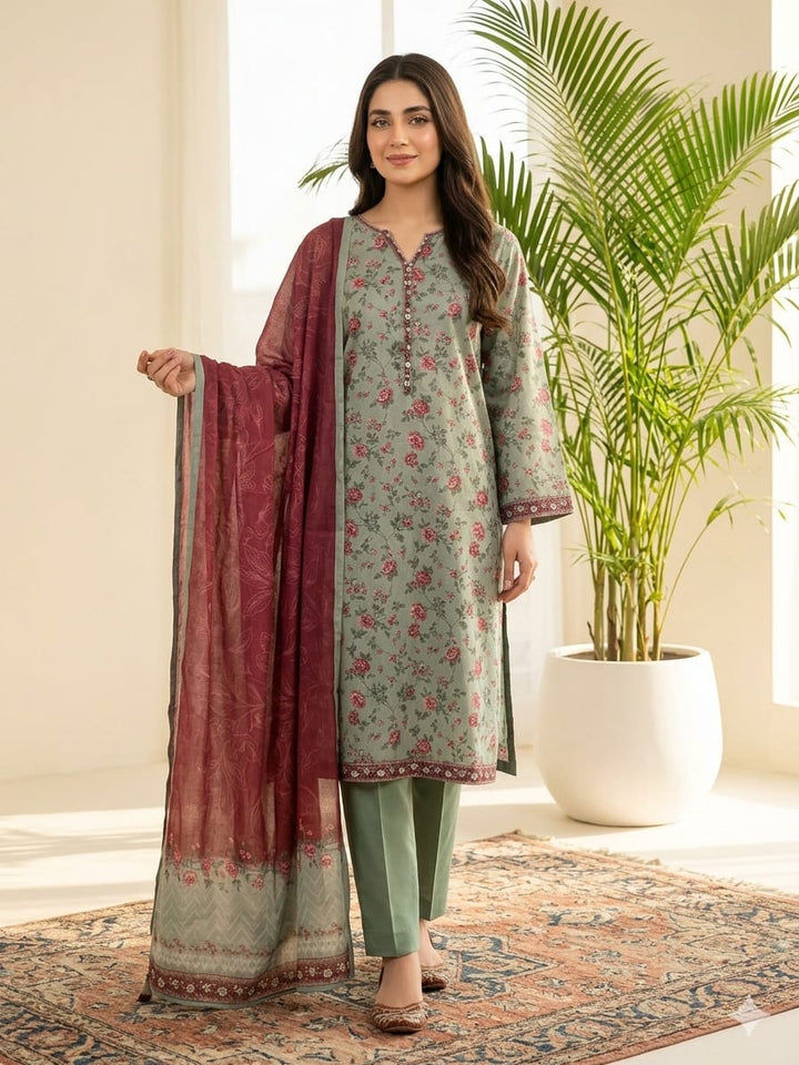 DUPATTA SETS-Straight Print Grapes