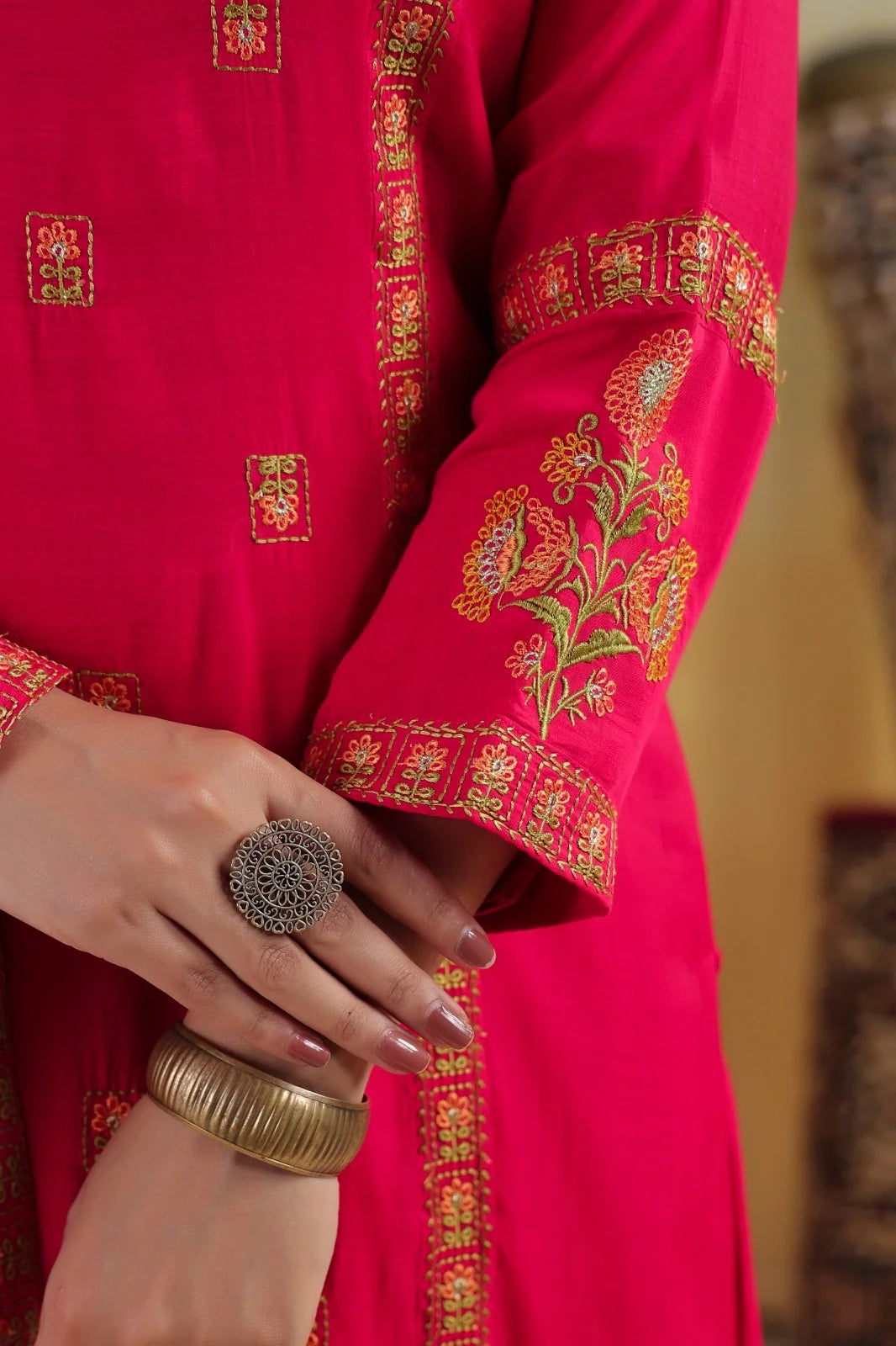 DUPATTA SET- Mal Chanderi Pink