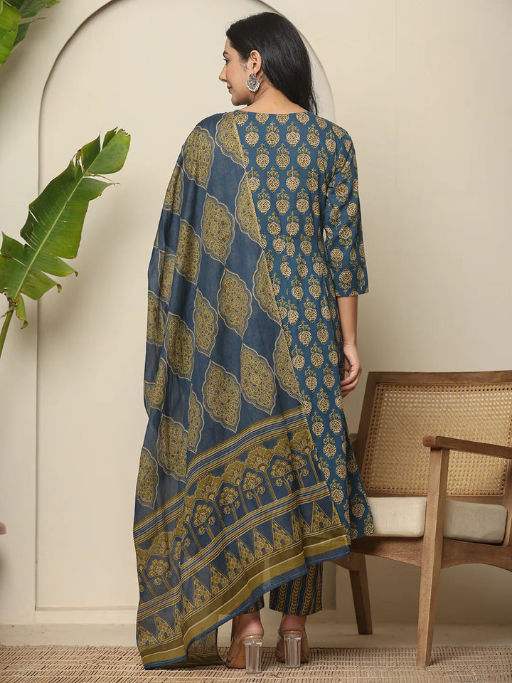 MATERNITY SET-Blue Cotton Printed Set