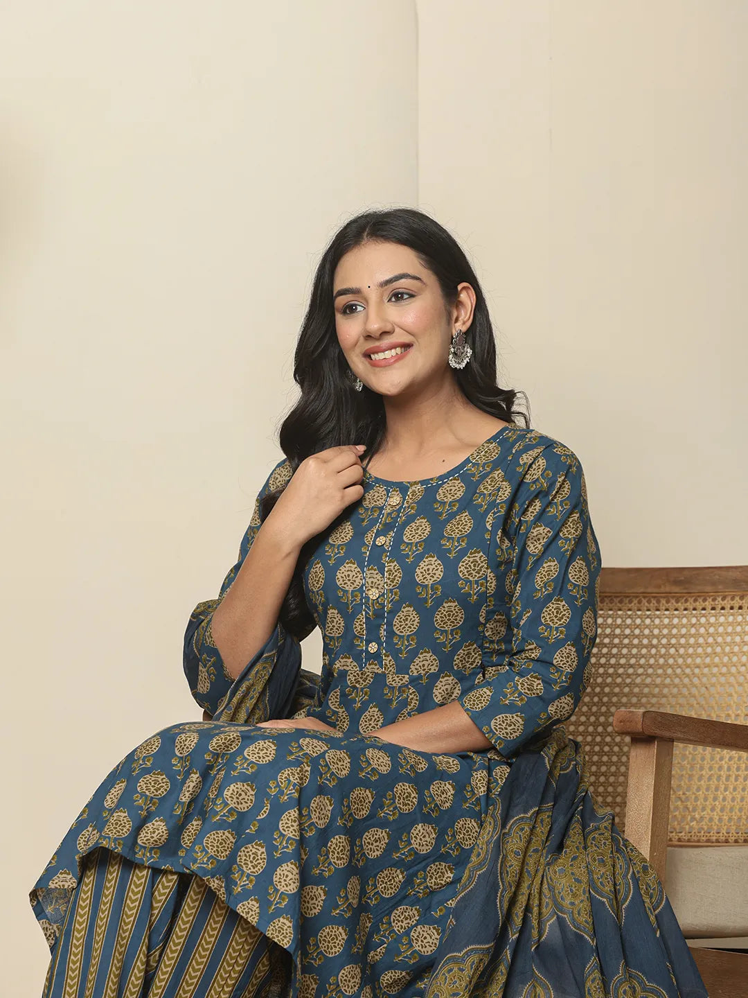 MATERNITY SET-Blue Cotton Printed Set
