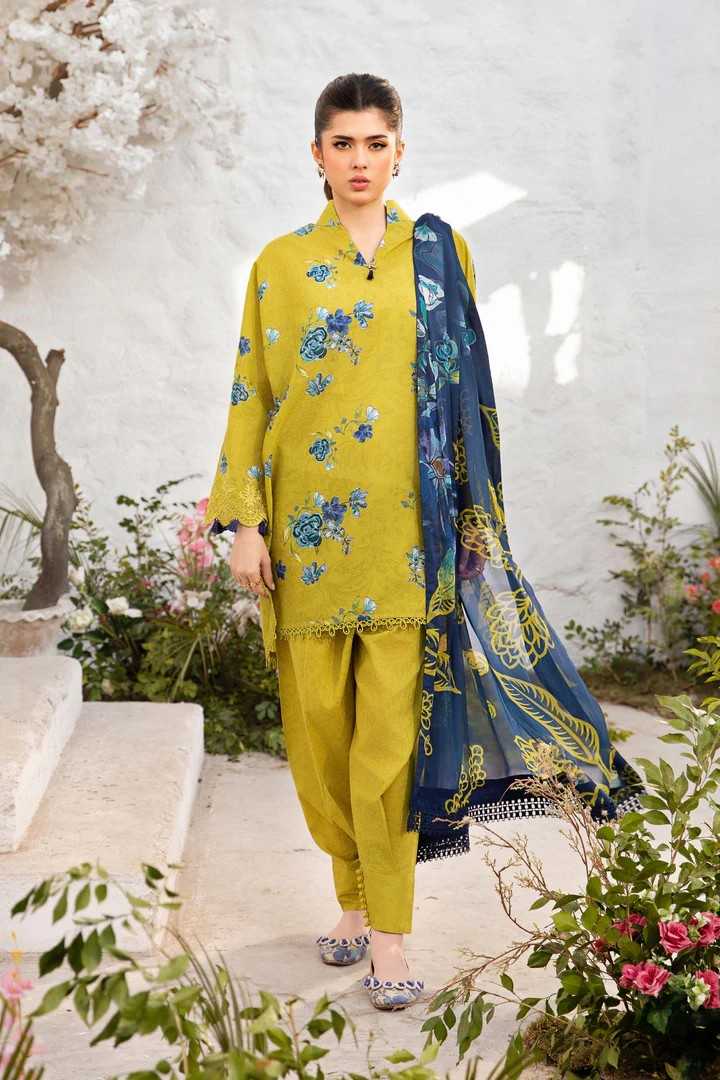 UNSTITCHED-02A,3 Pc Unstitched Embroidered Lawn Suit