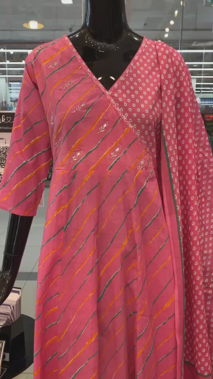 DUPATTA SET-PINK, COTTON