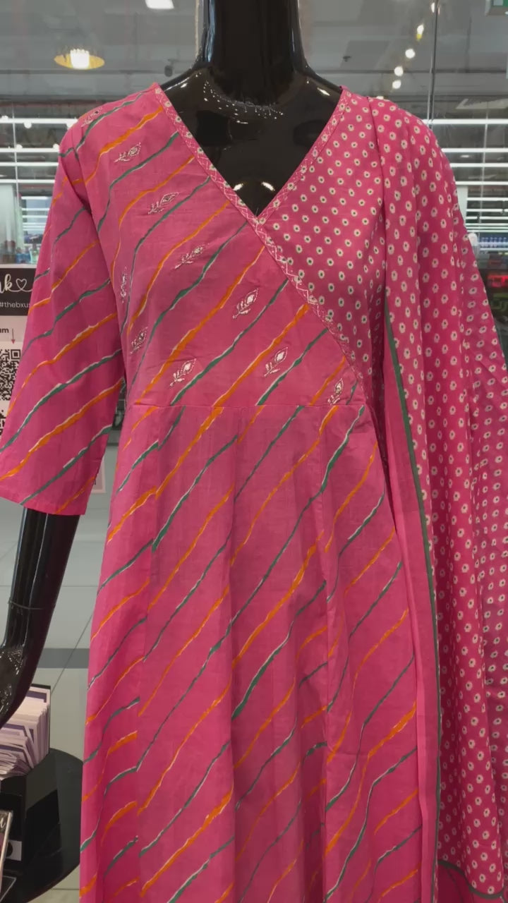 DUPATTA SET-PINK, COTTON