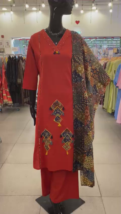 DUPATTA SET - Pure 100% cotton burgundy color 102422