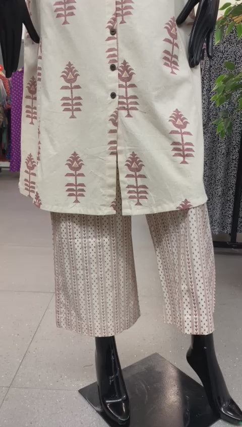 KURTA PANT - OFF WHITE PRINTED