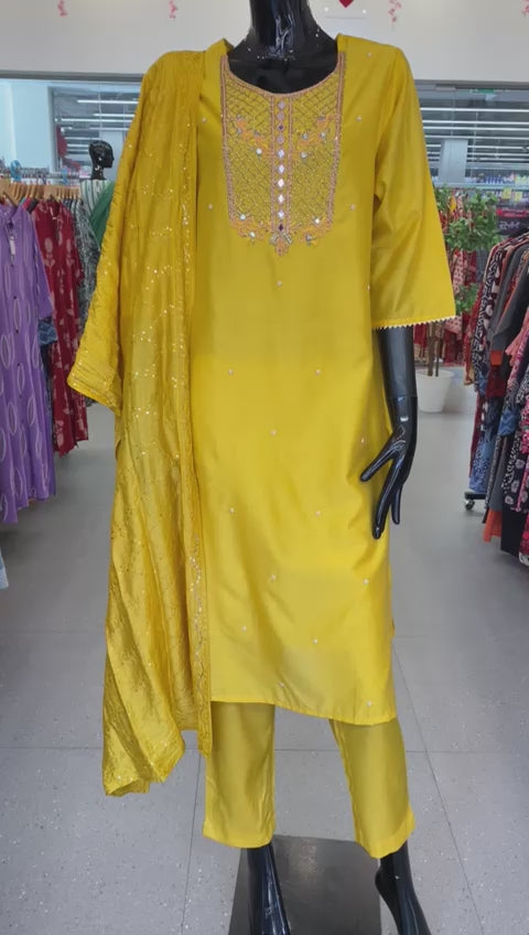 DUPATTA SET YELLOW SILK