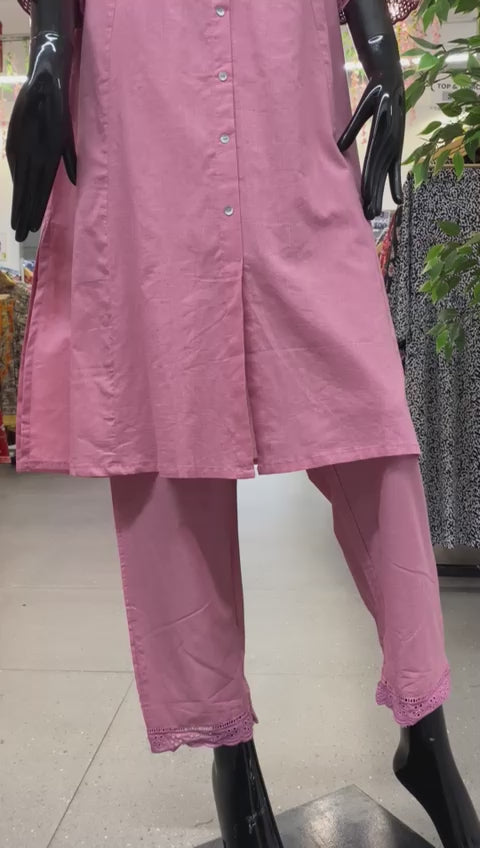 KURTA PANT-PINK, COTTON