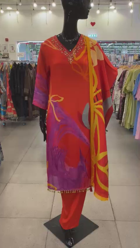 DUPATTA SET - Pure Chinon Straight fit floral printed 102418