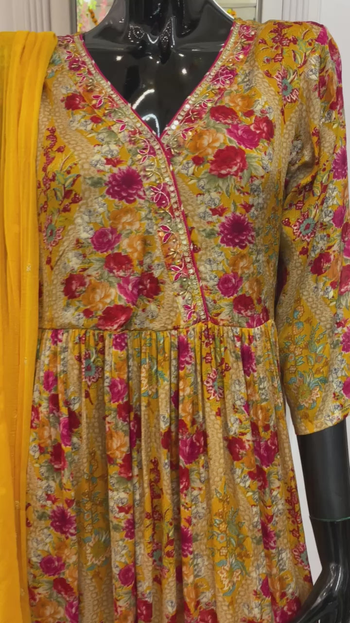 DUPATTA SET-MUSTARD, CHINON