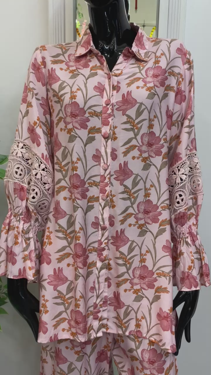 CO-ORDS-PINK FLORAL, SILK