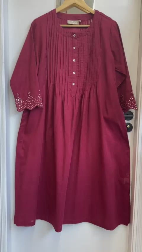 KURTA - MAROON, FLEX COTTON