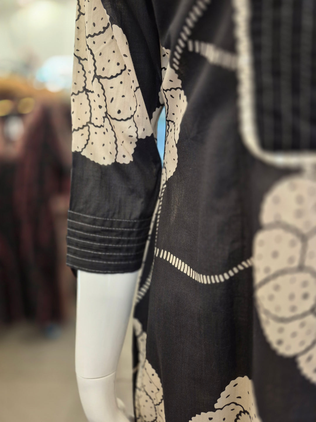 KURTA-Black Beige Cotton