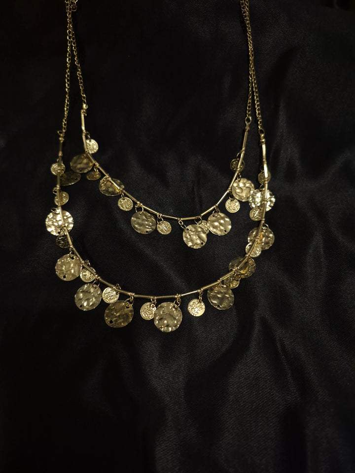 NECKLACE - SILVER GOLD, with color beads, coins