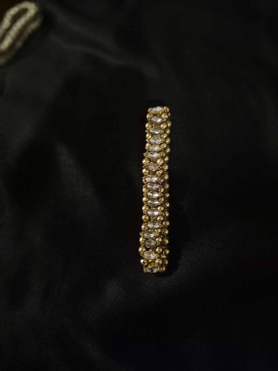 BANGLE - ELASTIC, Stones golden, silver