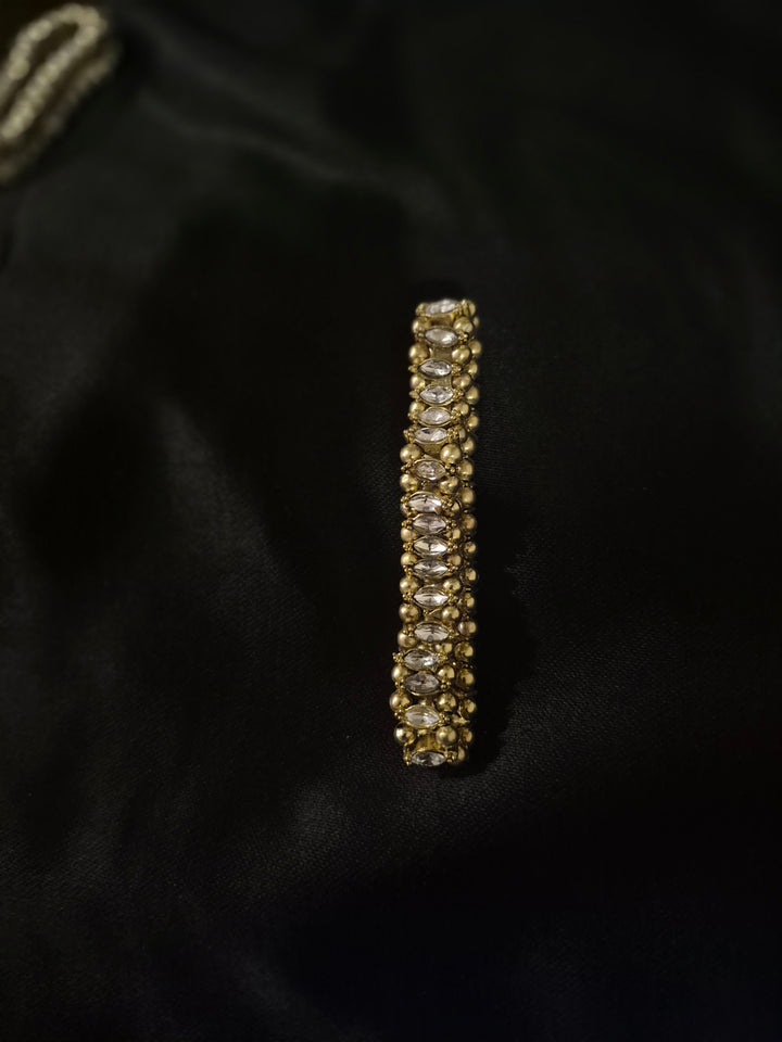 BANGLE - ELASTIC, Stones golden, silver