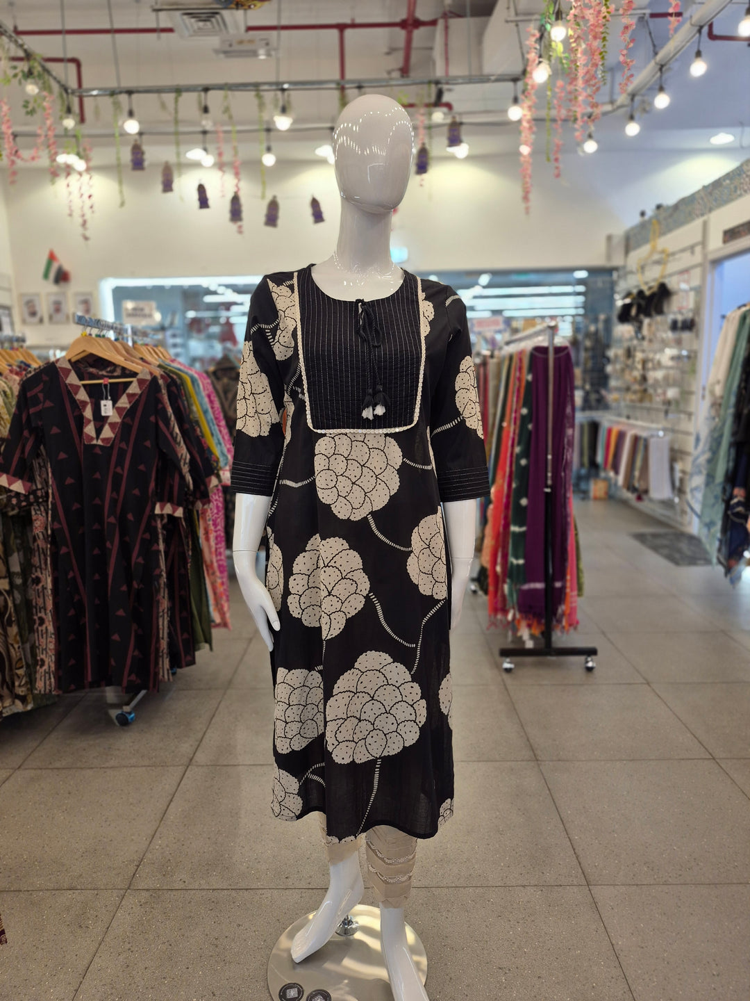 KURTA-Black Beige Cotton