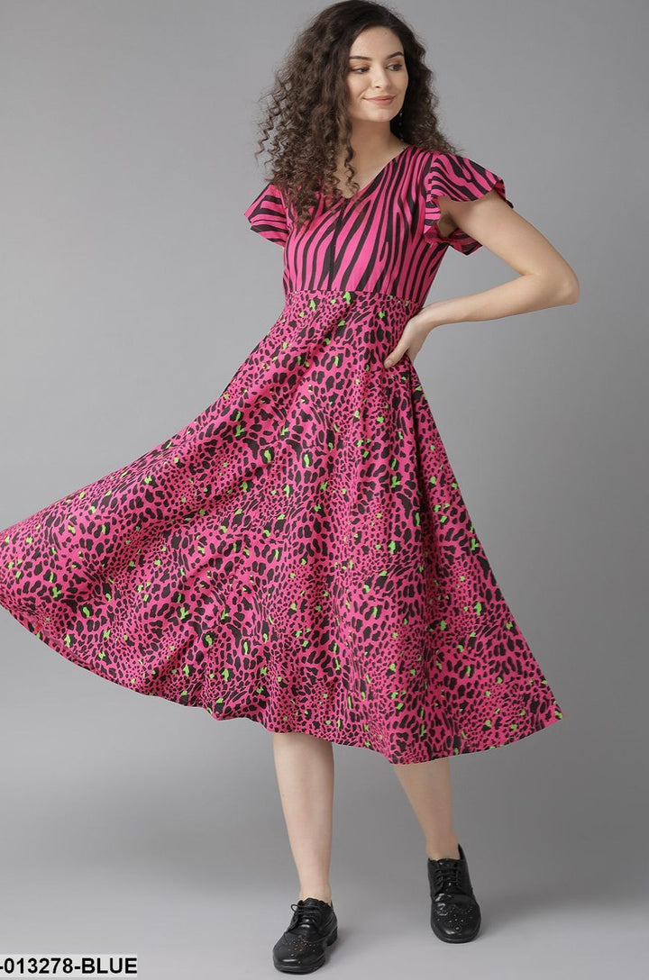 TUNIC - Pink Animal Print Anarkali Kurta