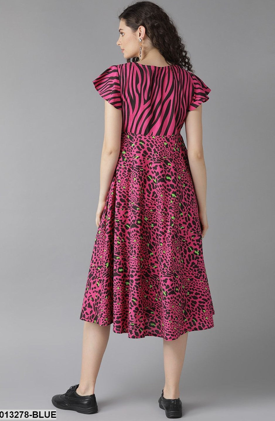 TUNIC - Pink Animal Print Anarkali Kurta