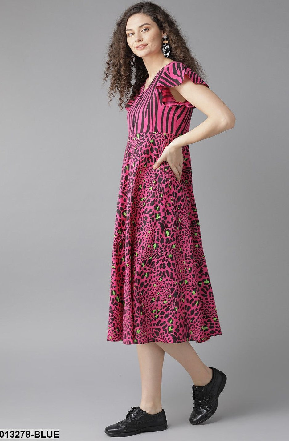 TUNIC - Pink Animal Print Anarkali Kurta