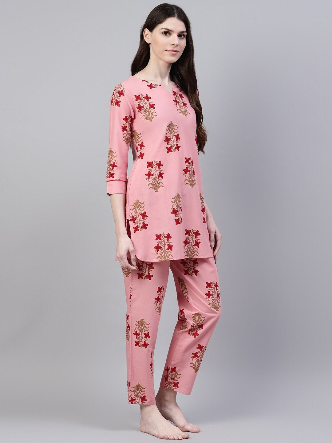 LOUNGE WEAR - Cotton Floral Print Night Suit Set