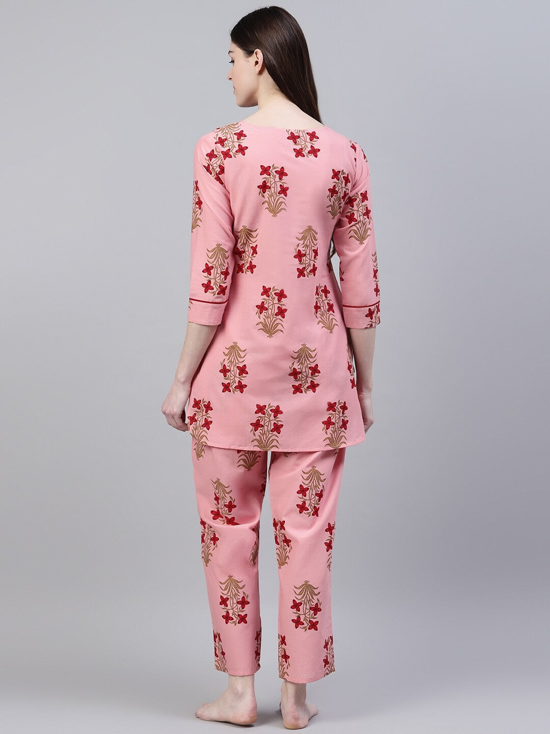 LOUNGE WEAR - Cotton Floral Print Night Suit Set