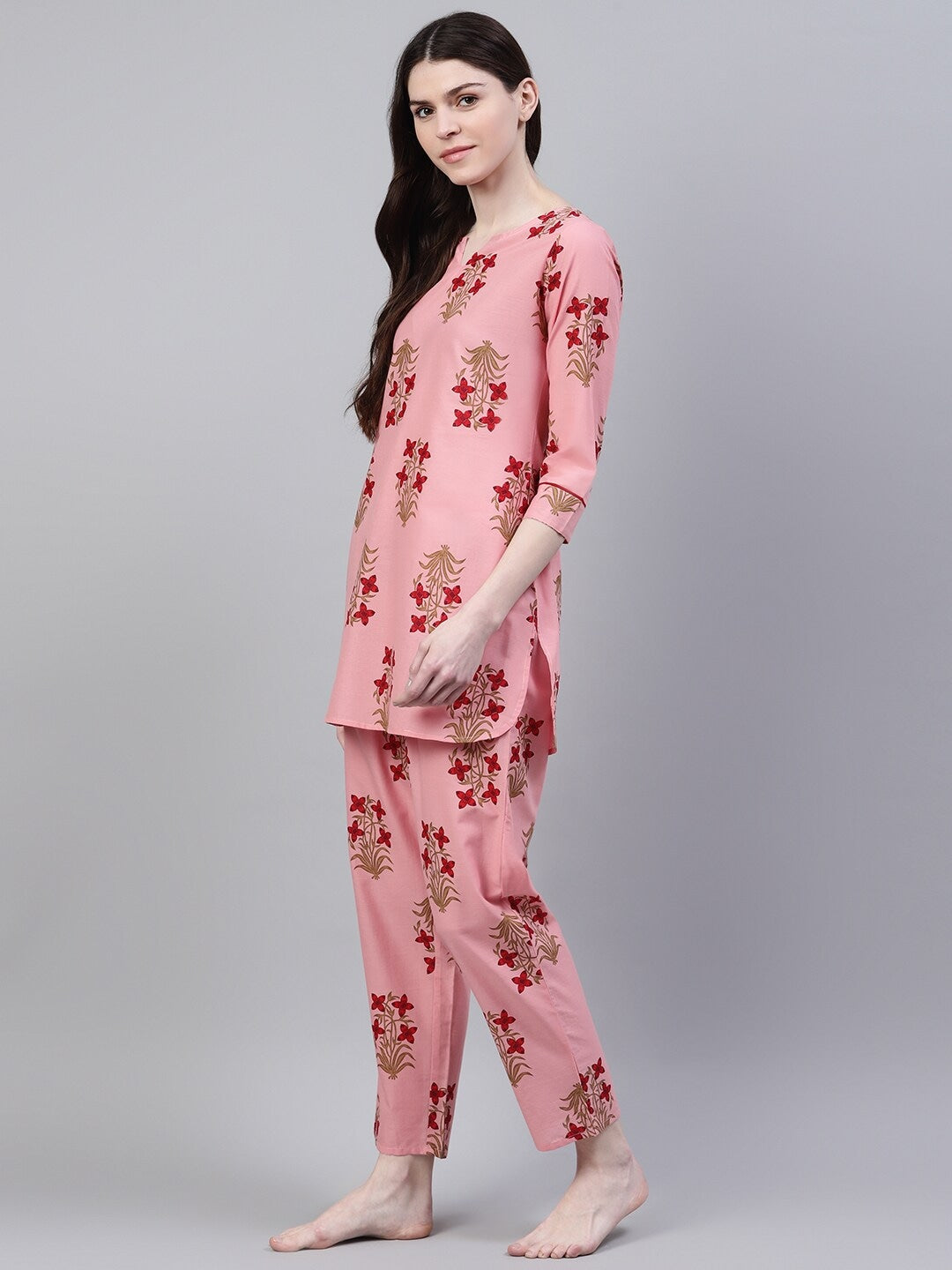 LOUNGE WEAR - Cotton Floral Print Night Suit Set