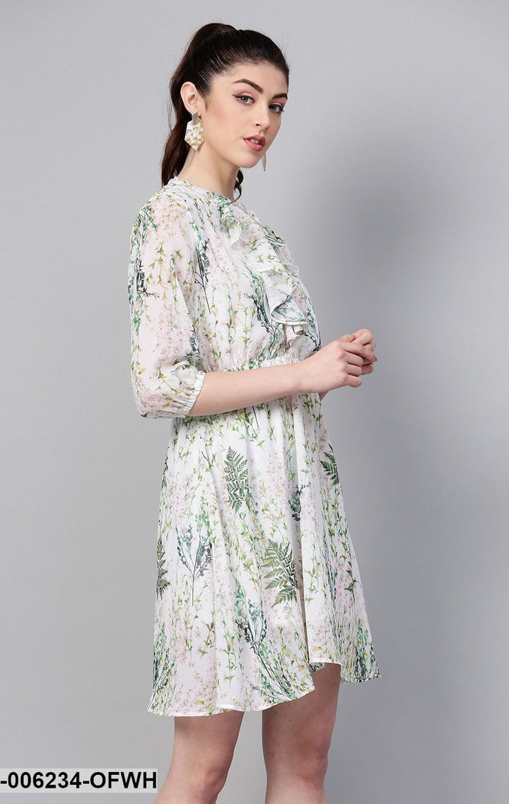 TUNIC - Off-White Floral Skater Dress