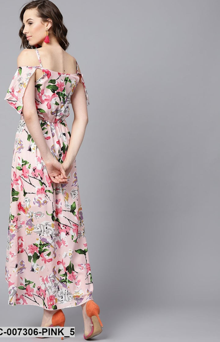 DRESS - Pink Floral Layered High Low Maxi Dress