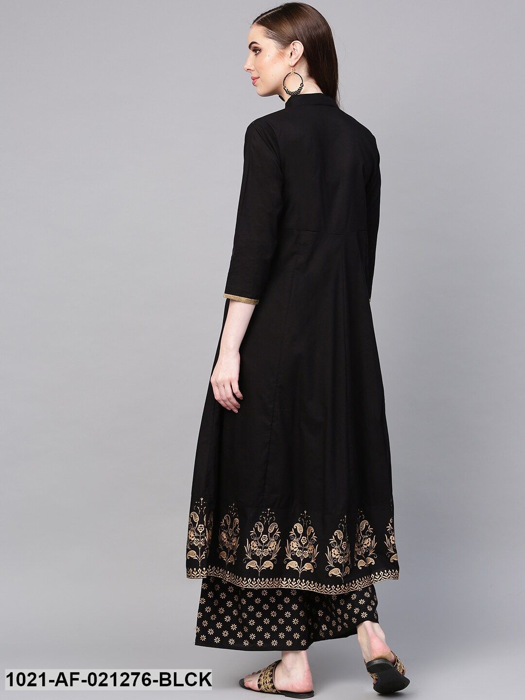 KURTA PANT - Black & Gold-Toned Solid Kurta with Palazzos