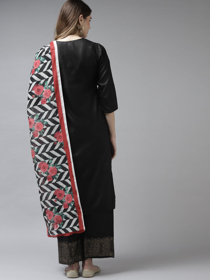 DUPATTA SET - Black kurta set with beautiful gotta patti detailing