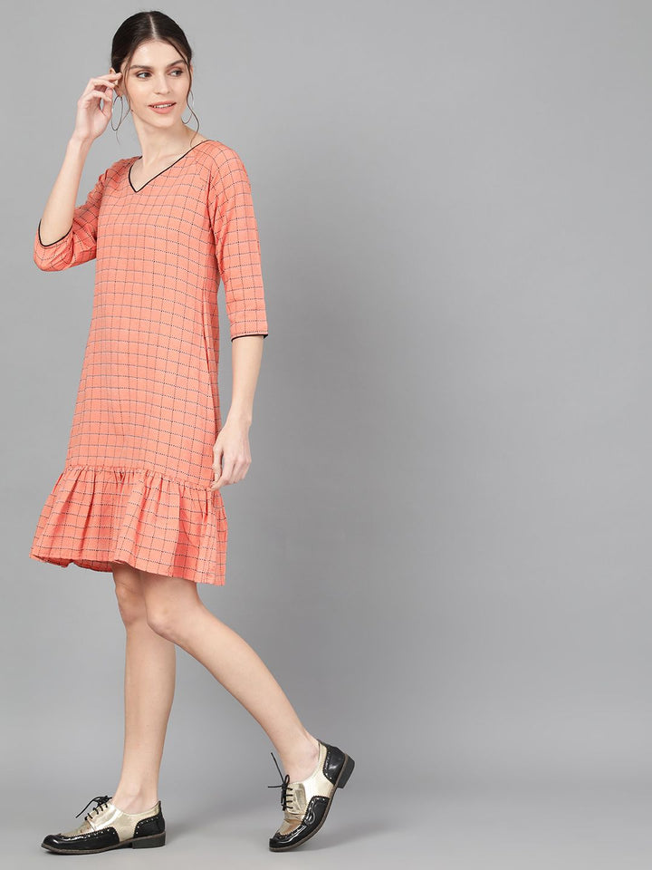 TUNIC - Peach Woven Design Dress