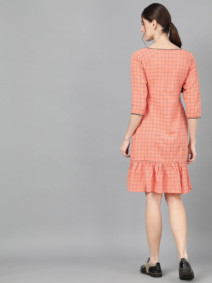 TUNIC - Peach Woven Design Dress